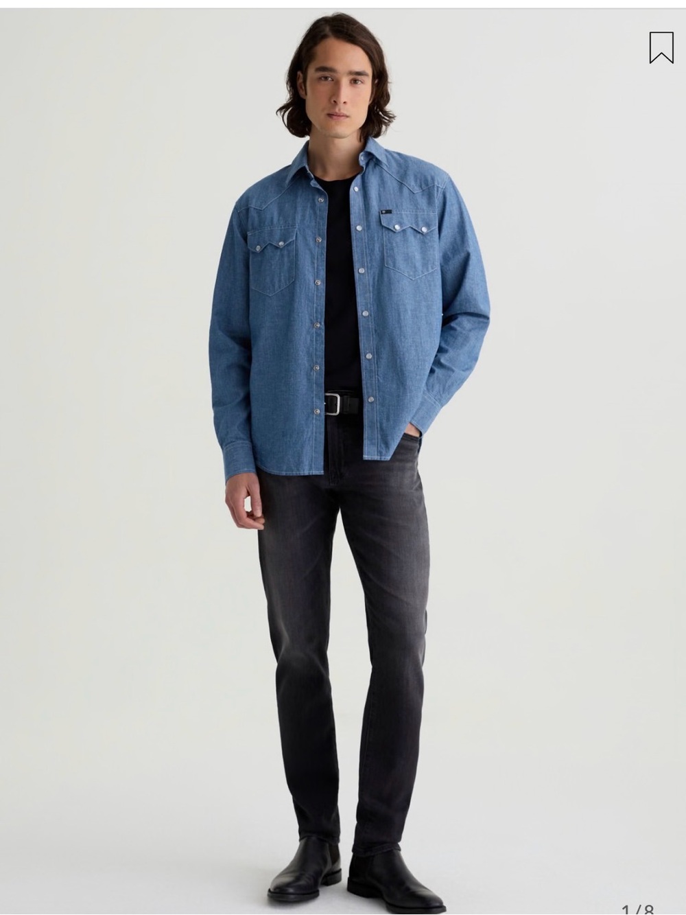 Men's Slim Straight Jeans in Washed Black AG Jeans Tellis.